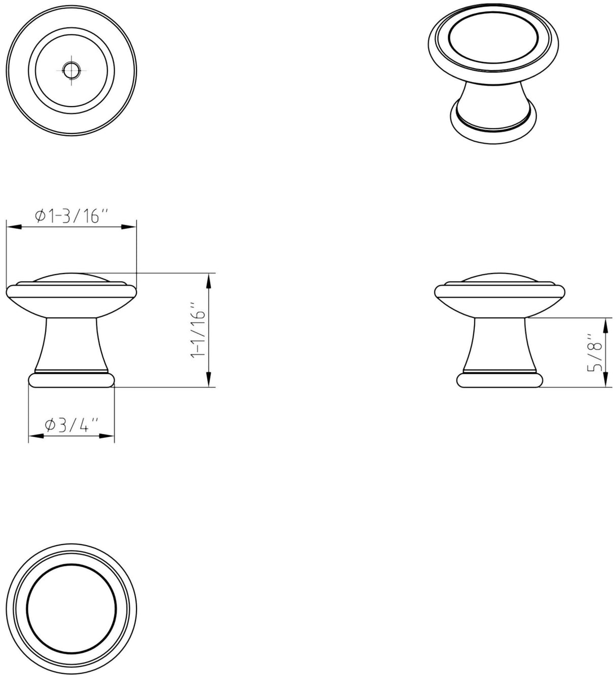 Jeffrey Alexander Z110-BNBDL 1-3/16" Diameter Brushed Pewter Chesapeake Cabinet Knob