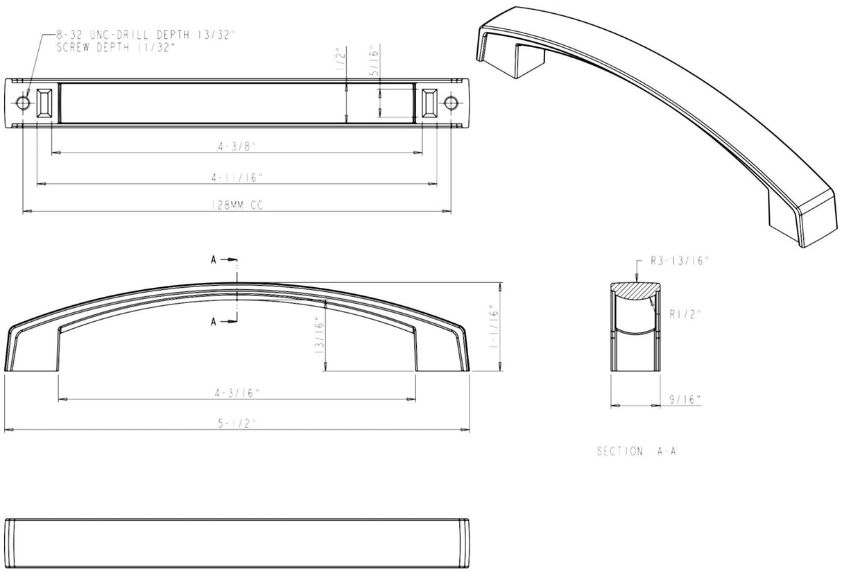 Jeffrey Alexander 549-128MB 128 mm Center-to-Center Matte Black Square Merrick Cabinet Pull