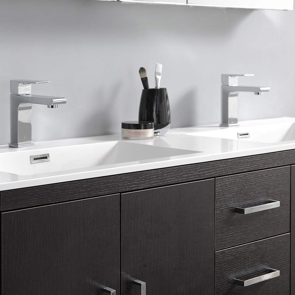 Fresca FCB9460WH-D-I Fresca Imperia 60" Glossy White Free Standing Modern Bathroom Cabinet w/ Integrated Double Sink