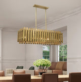 Livex Lighting 52045-08 Greenwich - Five Light Linear Chandelier, Natural Brass Finish with Natural Brass Metal Shade
