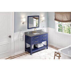 Jeffrey Alexander VKITWAV48BLBOR 48" Hale Blue Wavecrest Vanity, Boulder Cultured Marble Vanity Top, undermount rectangle bowl