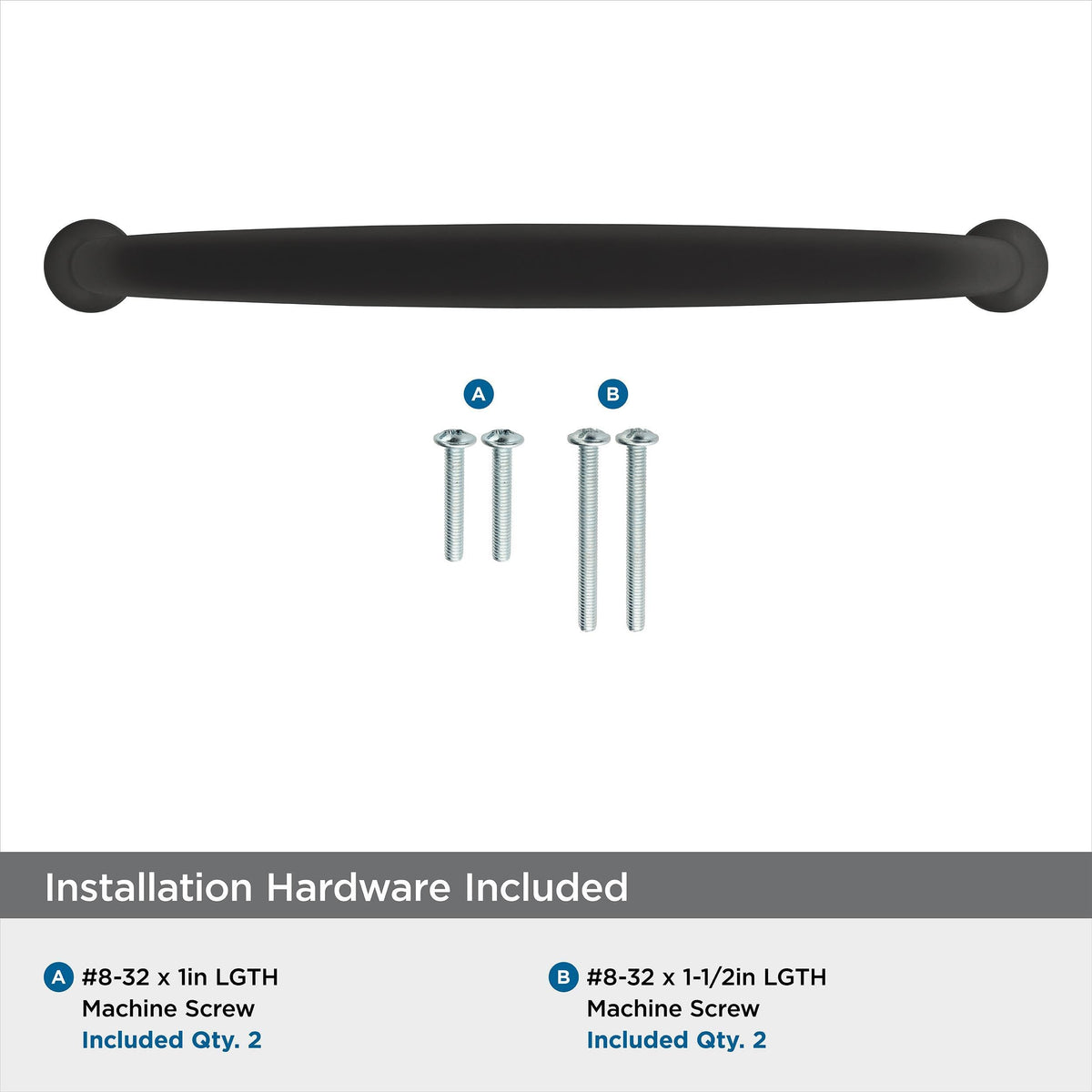 Amerock Cabinet Pull Matte Black 6-5/16 inch (160 mm) Center-to-Center Renown 1 Pack Drawer Pull Cabinet Handle Cabinet Hardware