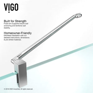 VIGO 34 in. x 34 in. x 73 in. Monteray Frameless Hinged Square Shower Enclosure with Clear 0.38" Tempered Glass and Hardware in Brushed Nickel Finish with Reversible Handle - VG6011BNCL363