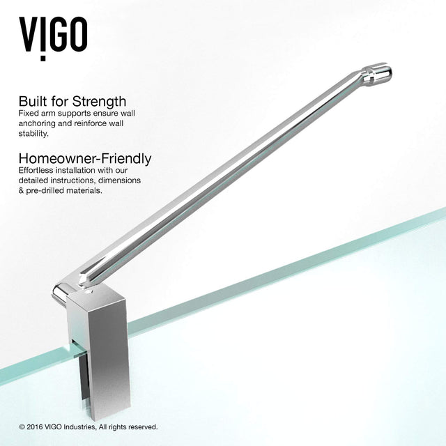 VIGO 34 in. x 34 in. x 73 in. Monteray Frameless Hinged Square Shower Enclosure with Clear 0.38" Tempered Glass and Hardware in Brushed Nickel Finish with Reversible Handle - VG6011BNCL363
