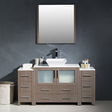 Fresca FVN62-123612GO-VSL Fresca Torino 60" Gray Oak Modern Bathroom Vanity w/ 2 Side Cabinets & Vessel Sink