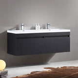 Fresca FCB8040TK-I Fresca Largo 57" Teak Modern Double Sink Bathroom Cabinet w/ Integrated Sinks