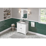 Jeffrey Alexander VKITSAV36WHSGR 36" White Savino Vanity, Steel Grey Cultured Marble Vanity Top, undermount rectangle bowl
