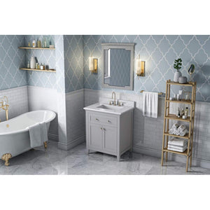 Jeffrey Alexander VKITCHA30GRWCR 30" Grey Chatham Vanity, White Carrara Marble Vanity Top, undermount rectangle bowl