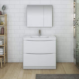 Fresca FVN9136WH Fresca Tuscany 36" Glossy White Free Standing Modern Bathroom Vanity w/ Medicine Cabinet