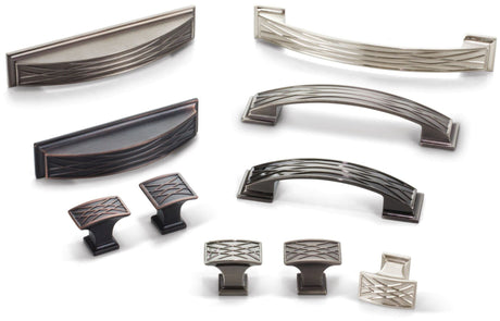 Jeffrey Alexander 535L-BNB 1-1/2" Overall Length Brushed Black Nickel Rectangle Geometric Pattern Aberdeen Cabinet Knob