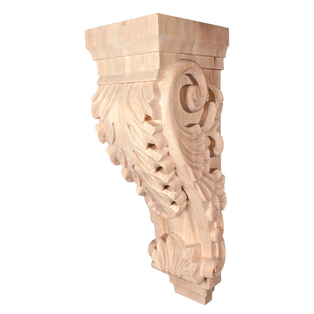 Hardware Resources CORBB-3RW 6-3/4" W x 8" D x 22" H Rubberwood Acanthus Corbel