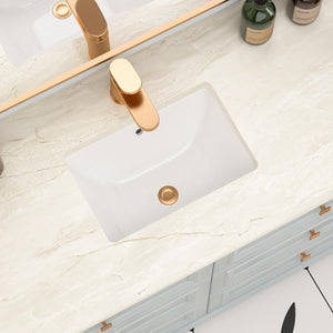 Small Undermount Bathroom Sink 16 x 10 White Rectangle UB0116