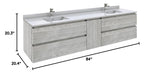 Fresca FCB31-361236ASH-CWH-U Fresca Formosa 84" Wall Hung Double Sink Modern Bathroom Cabinet w/ Top & Sinks in Ash