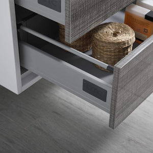 Fresca FVN9260HA-D Fresca Catania 60" Glossy Ash Gray Wall Hung Double Sink Modern Bathroom Vanity w/ Medicine Cabinet