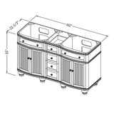 Jeffrey Alexander VKITCOM60WHWCO 60" White Compton Vanity, double bowl, Compton-only White Carrara Marble Vanity Top, two undermount oval bowls