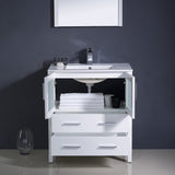 Fresca FVN6230WH-UNS Fresca Torino 30" White Modern Bathroom Vanity w/ Integrated Sink