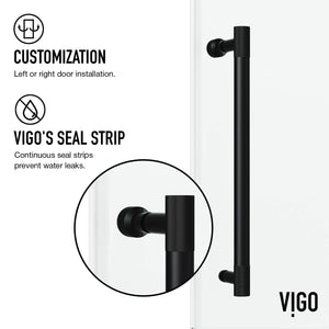 VIGO Adjustable 64-68" W x 76" H Elan Cass Aerodynamic Frameless Sliding Shower Door with Clear Tempered Glass, Reversible Door Handle and Stainless Steel Hardware in Matte Black-VG6044MBCL6876