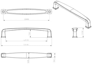Jeffrey Alexander 1092-128DACM 128 mm Center-to-Center Gun Metal Square Milan 1 Cabinet Pull