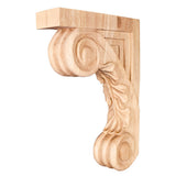 Hardware Resources CORS-RW 2-5/8" W x 9" D x 13-1/8" H Rubberwood Scrolled Acanthus Corbel