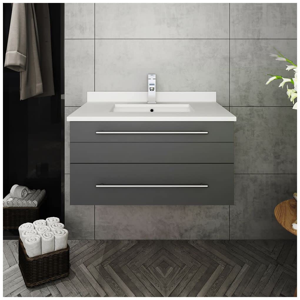 Fresca FCB6130GR-UNS-CWH-U Gray Wall Hung Bathroom Cabinet