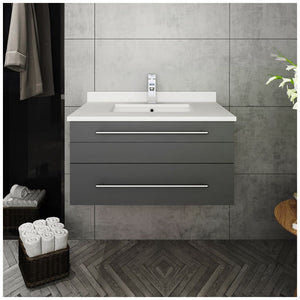 Fresca FCB6130GR-UNS-CWH-U Gray Wall Hung Bathroom Cabinet