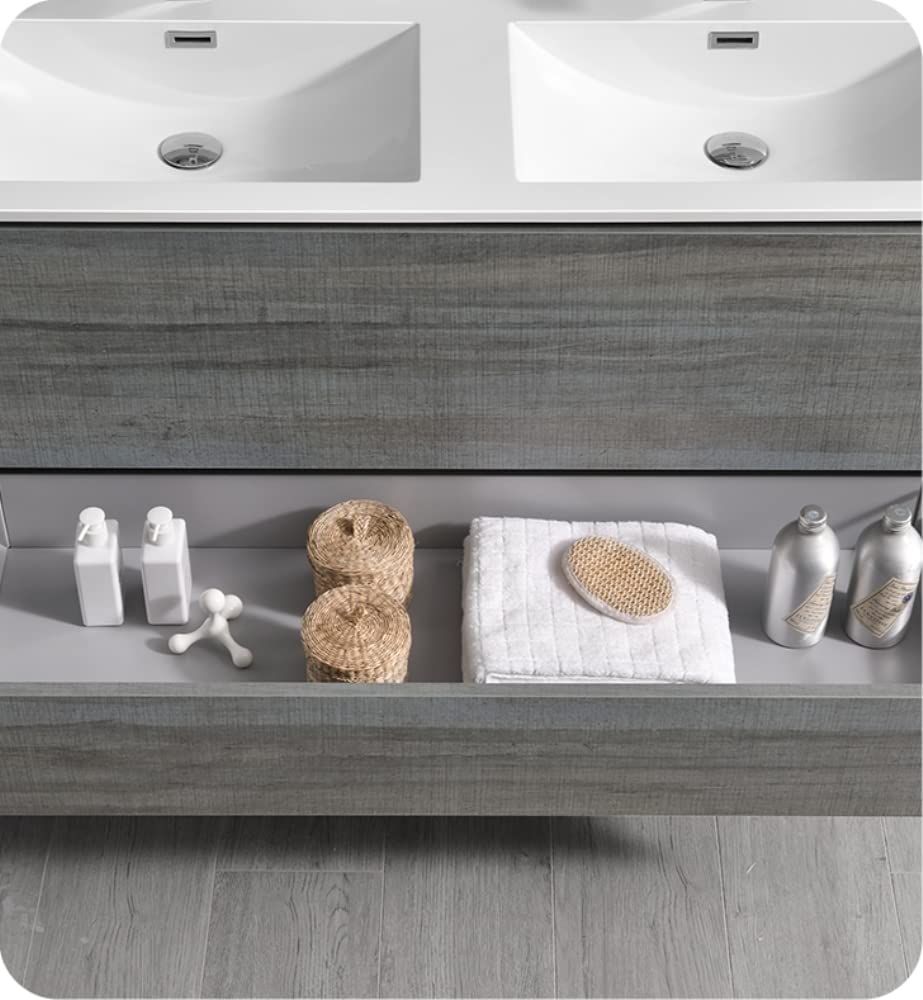 Fresca FCB9248OG-D Fresca Catania 48" Ocean Gray Wall Hung Double Sink Modern Bathroom Cabinet