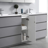 Fresca FVN93-361236GR-D Fresca Lazzaro 84" Gray Free Standing Double Sink Modern Bathroom Vanity w/ Medicine Cabinet