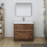 Fresca FVN9136RW Fresca Tuscany 36" Rosewood Free Standing Modern Bathroom Vanity w/ Medicine Cabinet