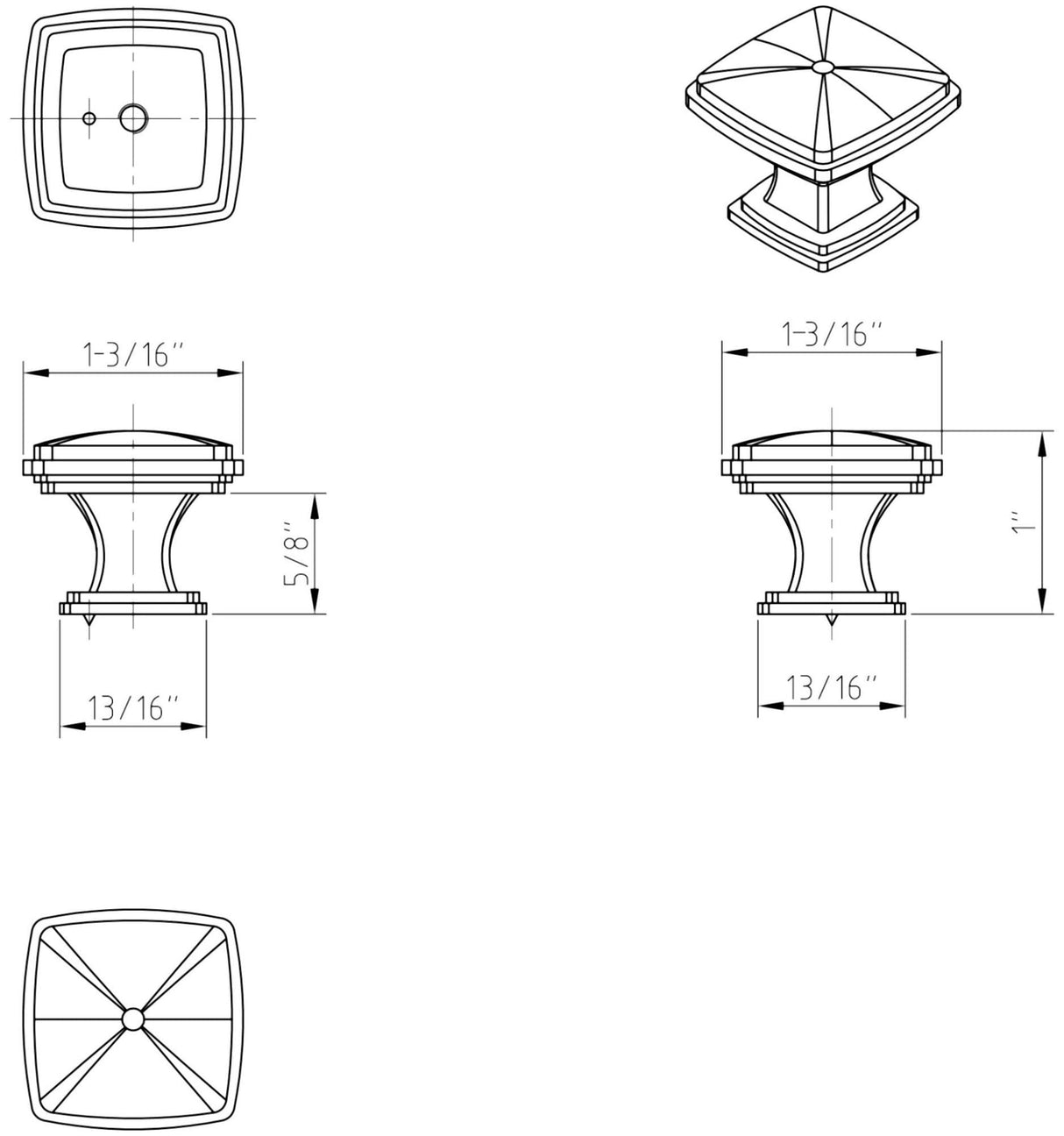 Jeffrey Alexander 1091SN 1-3/16" Overall Length Satin Nickel Square Milan 1 Cabinet Knob