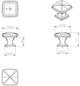 Jeffrey Alexander 1091SN 1-3/16" Overall Length Satin Nickel Square Milan 1 Cabinet Knob