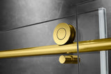 Elegant 48''×76'' Frameless Shower Door, Frameless Single Sliding Shower Door, 3/8”(10mm) Clear Tempered Glass, Stainless Steel Hardware with Towel Bar, in Polished Gold Finish