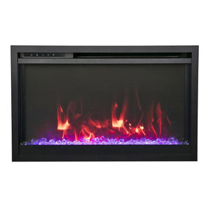 Amantii TRD-30-XS Traditional Xtraslim Smart Electric 30" WiFi Enabled Fireplace, Featuring a Multi Function Remote Control, Multi Flame Speeds and Clear Glass Media