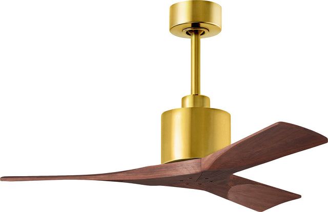 Matthews Fan NK-BRBR-WA-42 Nan 6-speed ceiling fan in Brushed Brass finish with 42” solid walnut tone wood blades