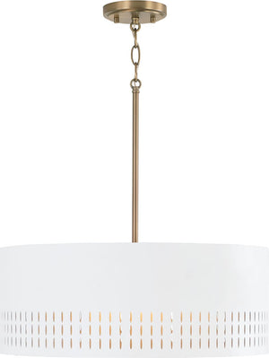 Capital Lighting 350233AW Dash 3 Light Pendant Aged Brass and White
