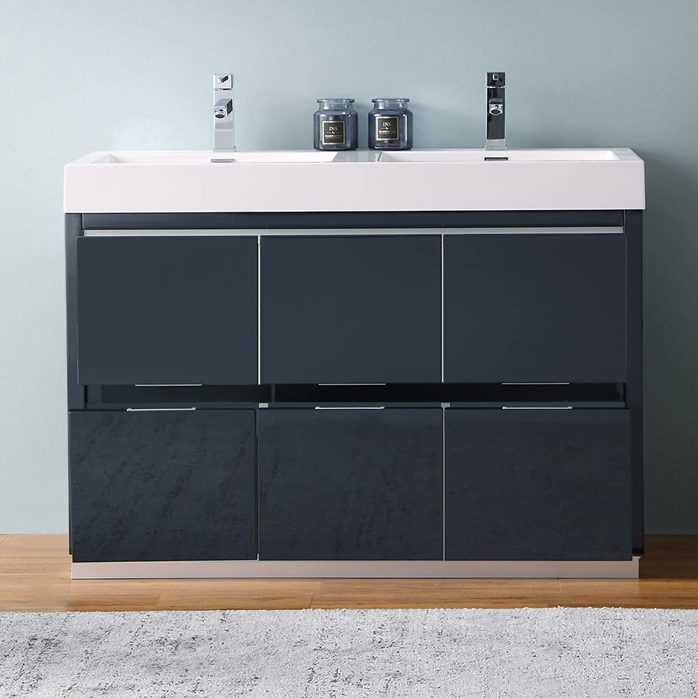 Fresca FCB8448GO-D-I Fresca Valencia 48" Gray Oak Free Standing Double Sink Modern Bathroom Vanity