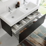 Fresca FVN8012WH Fresca Mezzo 48" White Wall Hung Double Sink Modern Bathroom Vanity w/ Medicine Cabinet