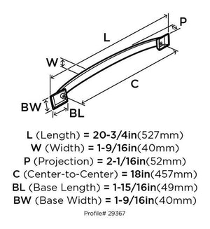 Amerock Appliance Pull Satin Nickel 18 inch (457 mm) Center to Center Candler 1 Pack Drawer Pull Drawer Handle Cabinet Hardware