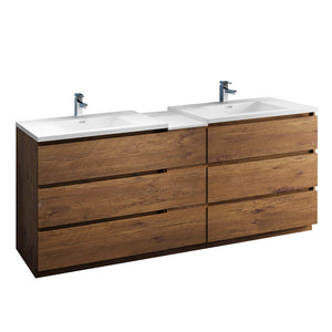 Fresca FCB93-361236RW-D-I Fresca Lazzaro 84" Rosewood Free Standing Double Sink Modern Bathroom Cabinet w/ Integrated Sinks