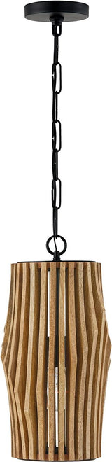 Capital Lighting 344613WK Archer 1 Light Pendant Light Wood and Matte Black