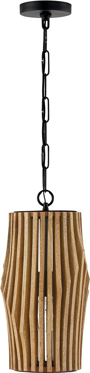 Capital Lighting 344613WK Archer 1 Light Pendant Light Wood and Matte Black