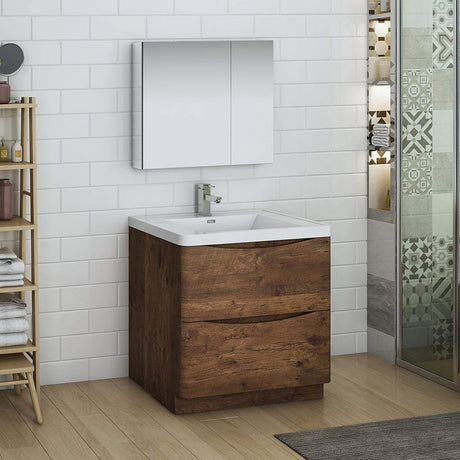 Fresca FVN9132RW Fresca Tuscany 32" Rosewood Free Standing Modern Bathroom Vanity w/ Medicine Cabinet