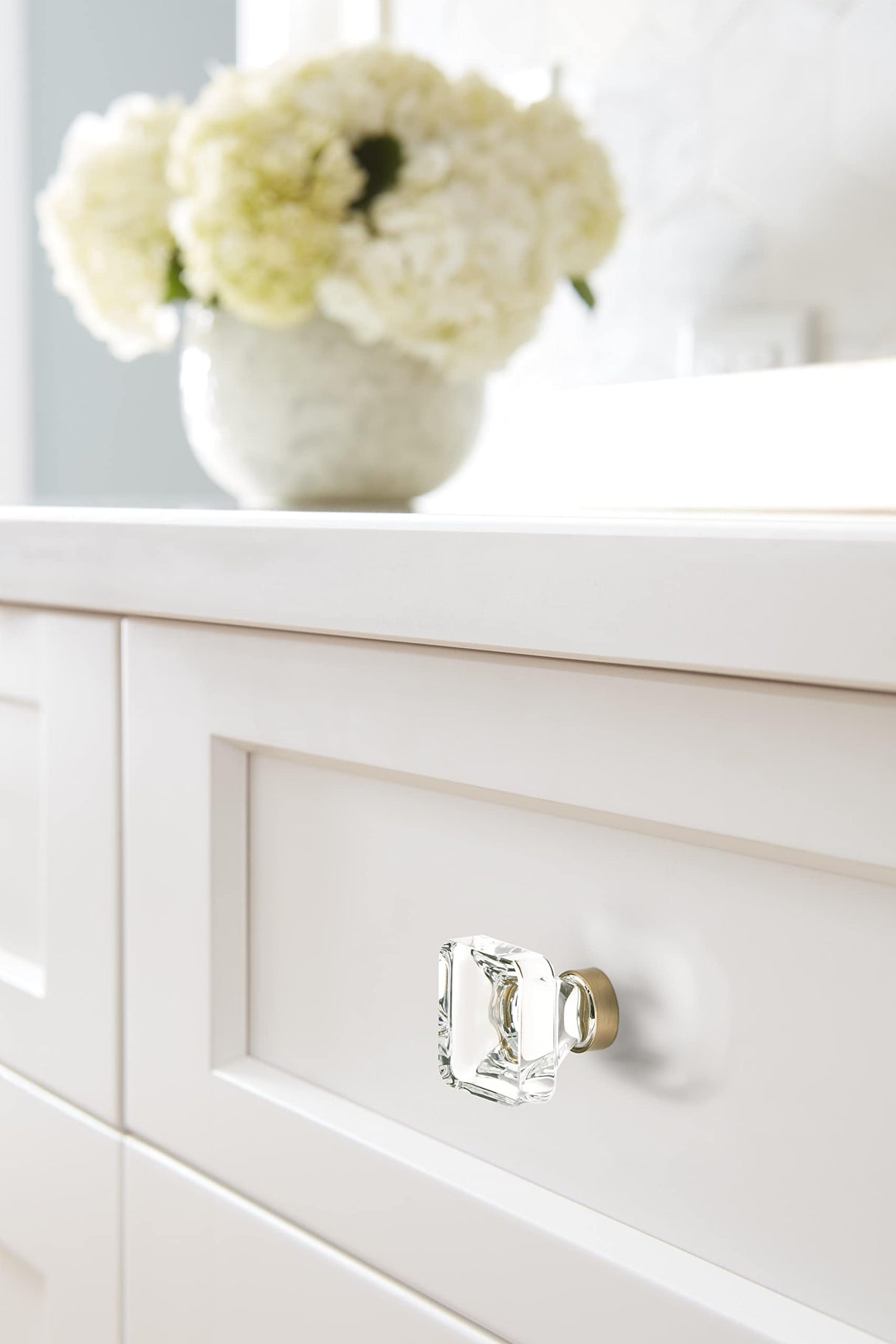 Amerock Cabinet Knob Clear/Champagne Bronze 1-3/8 inch (35 mm) Length Glacio 1 Pack Drawer Knob Cabinet Hardware