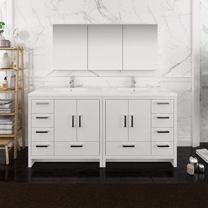 Fresca FVN9472WH Fresca Imperia 72" Glossy White Free Standing Double Sink Modern Bathroom Vanity w/ Medicine Cabinet