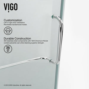 VIGO VG6062CHCL36 34.13" -34.13" W -73.38" H Frameless Hinged Neo-angle Shower Enclosure with Clear 0.38" Tempered Glass and Stainless Steel Hardware in Chrome Finish with Reversible Handle