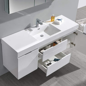Fresca FVN8360GG Fresca Valencia 60" Dark Slate Gray Wall Hung Modern Bathroom Vanity w/ Medicine Cabinet
