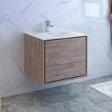 Fresca FCB9230RNW-I Fresca Catania 30" Rustic Natural Wood Wall Hung Modern Bathroom Cabinet w/ Integrated Sink