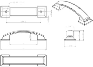 Jeffrey Alexander 435-96BNBDL 96 mm Center-to-Center Brushed Pewter Square Annadale Cabinet Pull