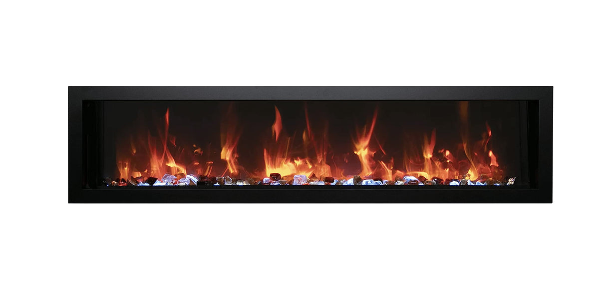 Amantii BI-40-XTRASLIM Panorama Xtraslim Full View Smart Electric  - 40" Indoor /Outdoor WiFi Enabled  Fireplace, featuring a MultiFunction Remote, Multi Speed Flame Motor, Glass Media & a Black Trim