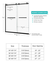 Milano Double Sliding Shower Door, 60 in.W x 74 in.H Framed Shower Door 5/16"(8mm) Clear Tempered Glass, 18 inch Pull Handle, Stainless Steel Hardware, Matte Black Finished