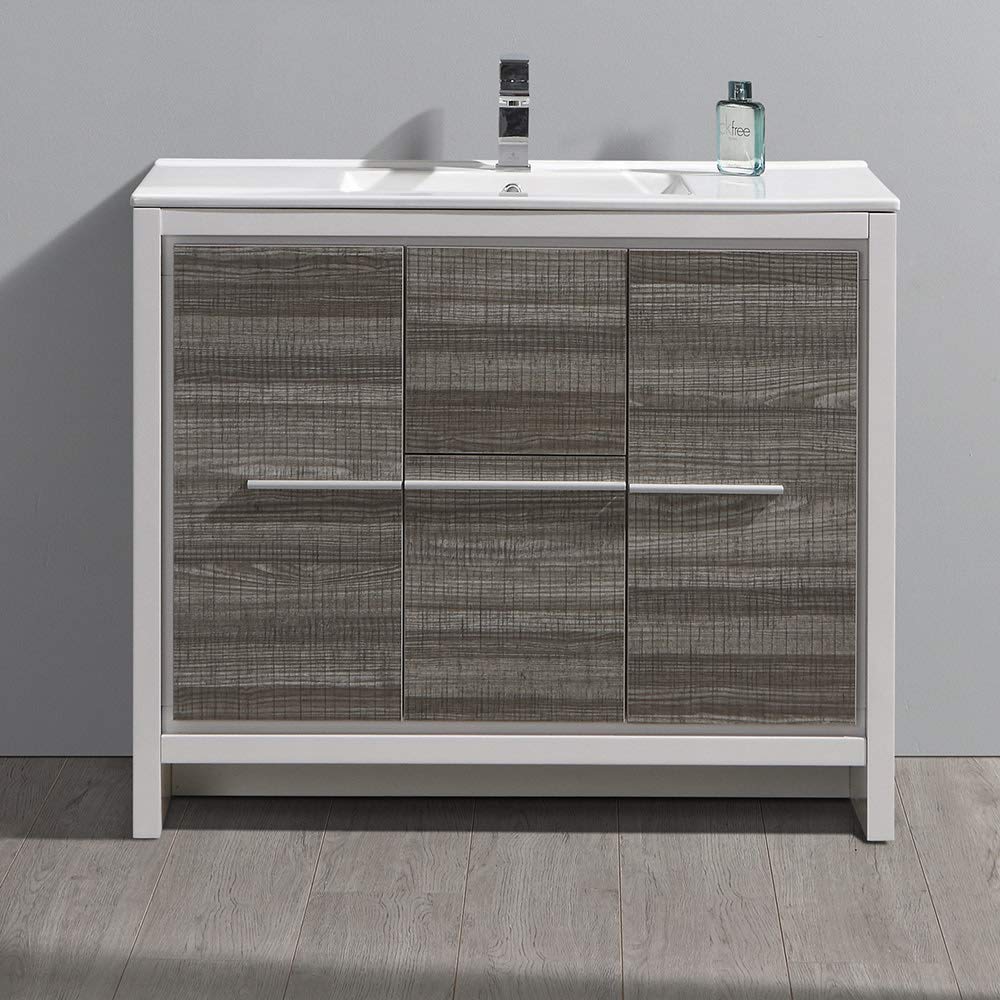 Fresca FCB8140GO-I Fresca Allier 40" Gray Oak Modern Bathroom Cabinet w/ Sink